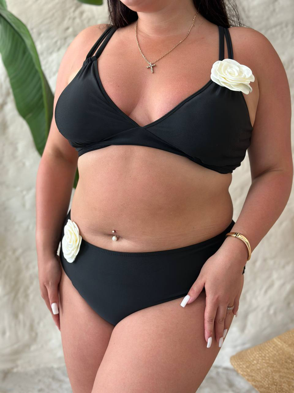 Купальник Plus Size SW4109 чорний, деталі верху